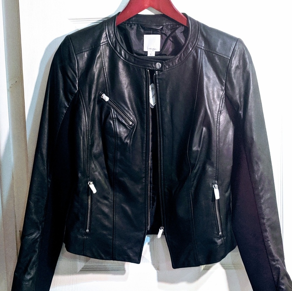NWT Halogen Black Leather Moto Jacket